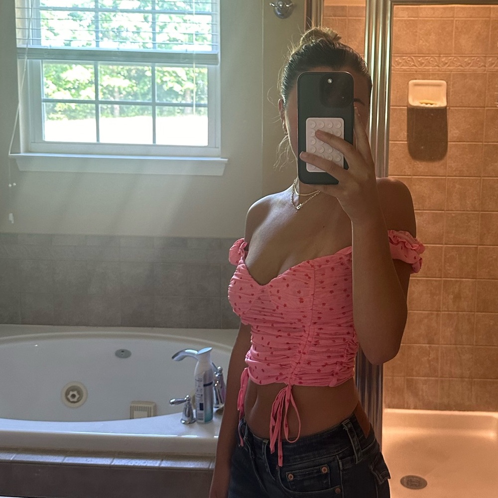 Pink floral tiger mist top